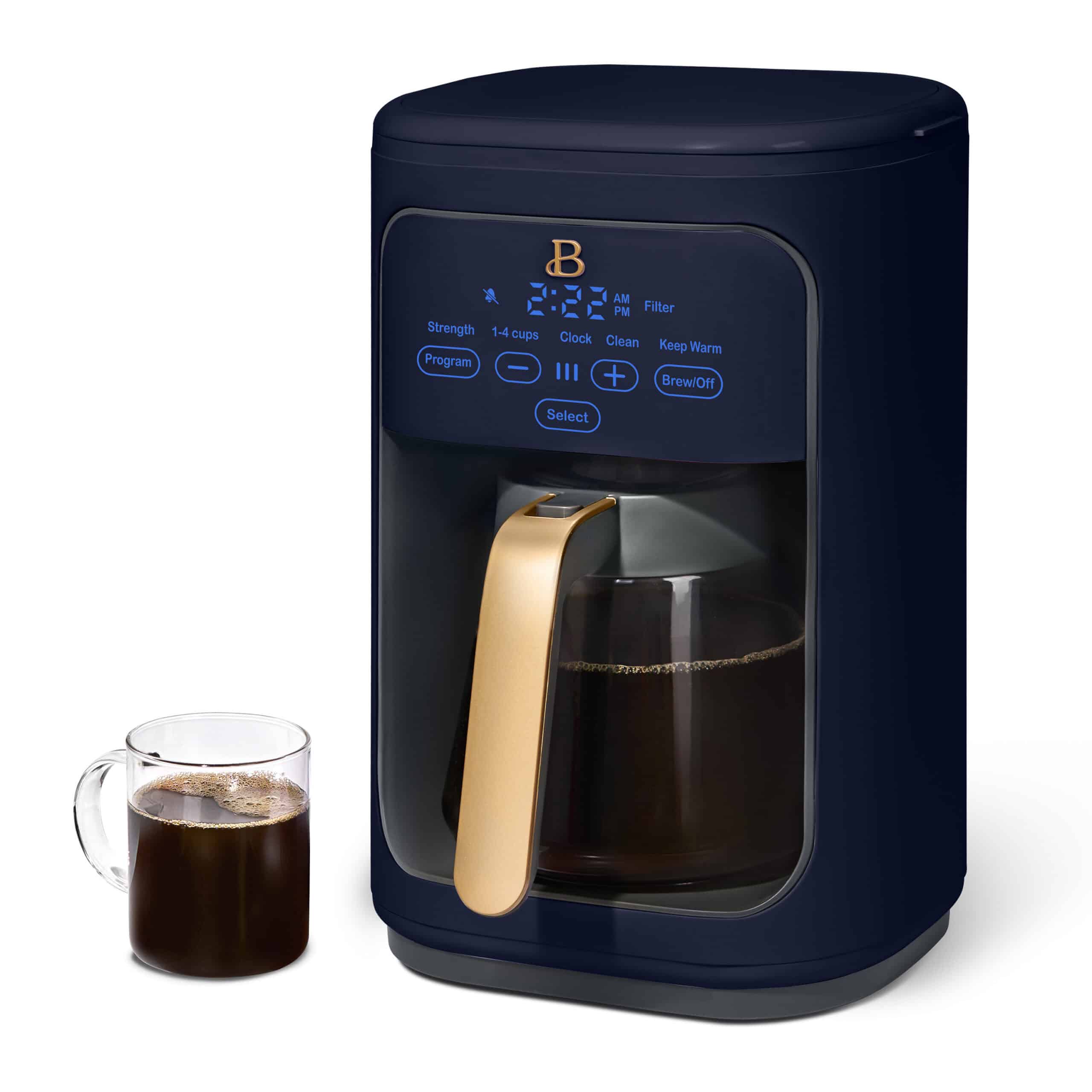 Beautiful 14-Cup Programmable Drip Coffee Maker with Touch-Activated Display, Starry Night by Drew Barrymore, Blue