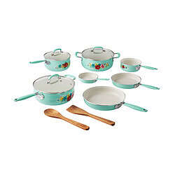 The Pioneer Woman Classic Ceramic Breezy Blossom Cookware Set, 12 Piece Set