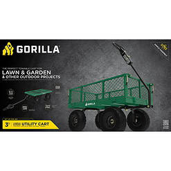 Gorilla Carts 400 lb. Capacity Steel Utility Garden Landscape Cart, 32 inch x 18 inch Steel Mesh Bed, 2 in 1 Convertible Handle