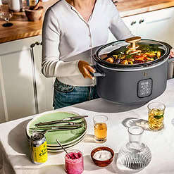 Beautiful 6 Qt Programmable Slow Cooker, Oyster Grey by Drew Barrymore