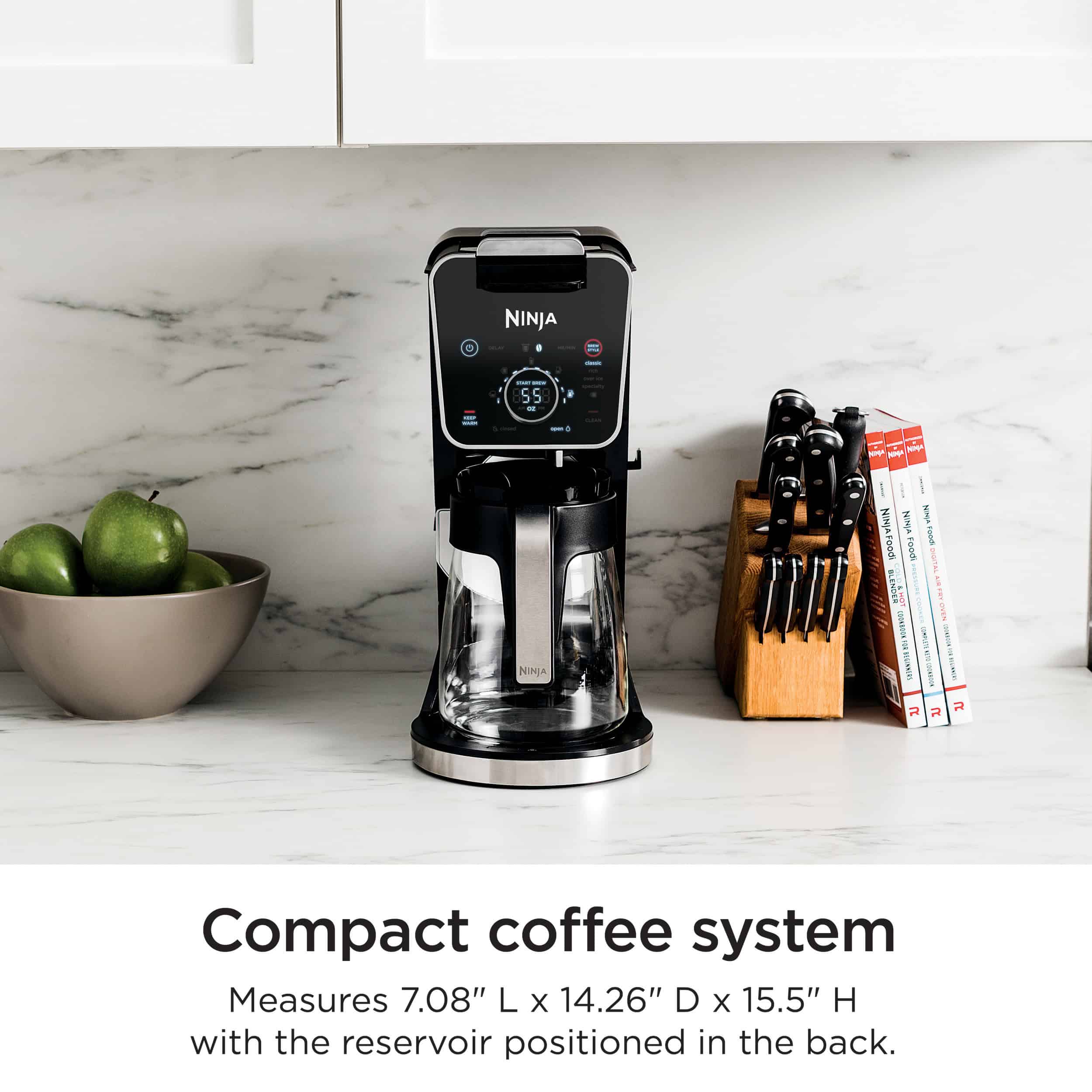Ninja CFP300 Dual Brew Specialty Drop Coffee Maker, Single-Serve, K-Cup Pod Compatible, 12-Cup, Glass Carafe