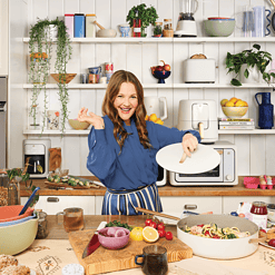 Beautiful 5.5 Quart Ceramic Non-Stick Sauté Pan, White Icing by Drew Barrymore