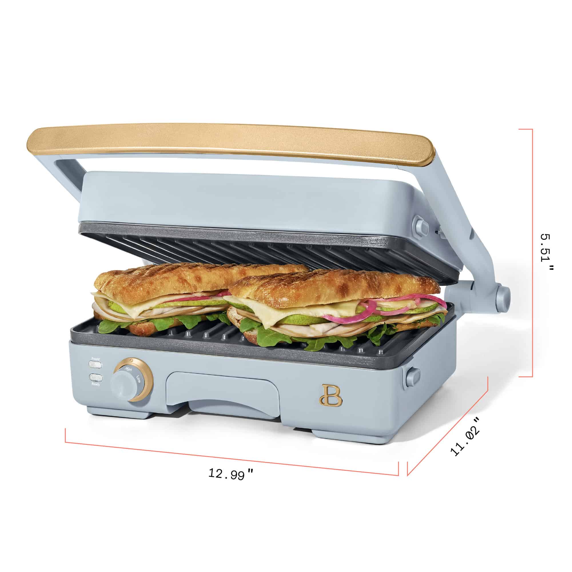 Beautiful 2-in-1 Panini Press & Grill, Cornflower Blue by Drew Barrymore