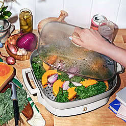 Beautiful 5 in 1 Electric Skillet - Expandable up to 7 Qt with Glass Lid, White Icing by Drew Barrymore
