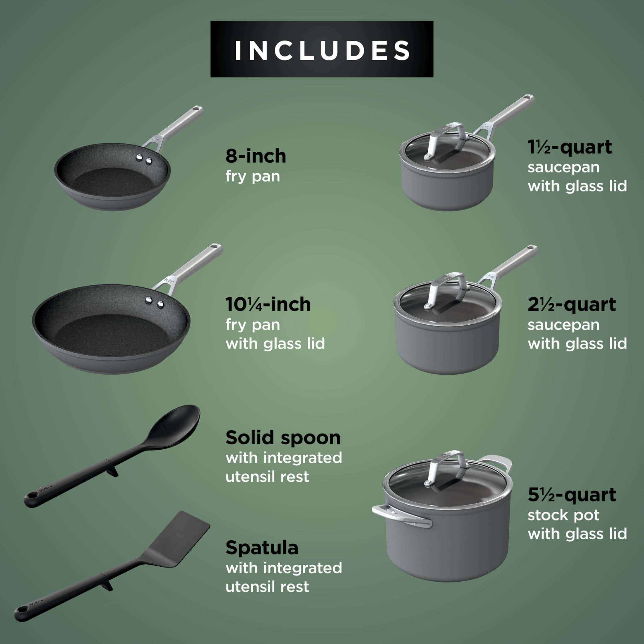 Ninja C39010 NeverStick Premium Hard-Anodized 10-Piece Cookware Set