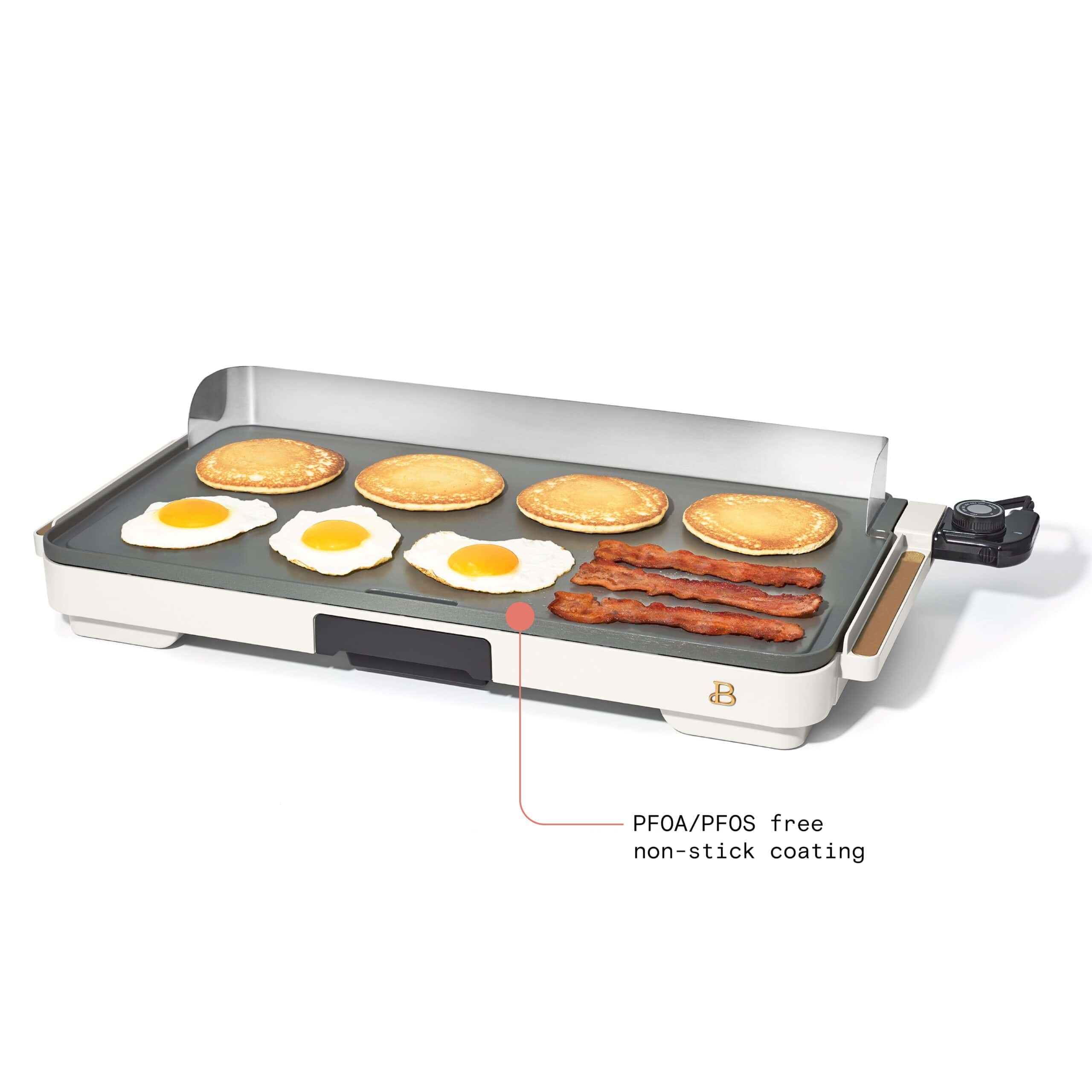 Beautiful XL Electric Griddle 12" x 22" Non-Stick, White Icing by Drew Barrymore