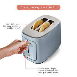 Beautiful 2 Slice Toaster with Touch-Activated Display, Cornflower Blue by Drew Barrymore