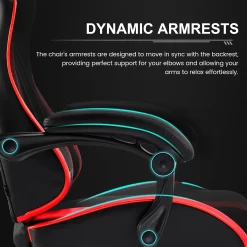 GTRACING GTWD-200 Ergonomic Gaming Chair with Adjustable Pillows and Footrest for Ultimate Comfort, Red