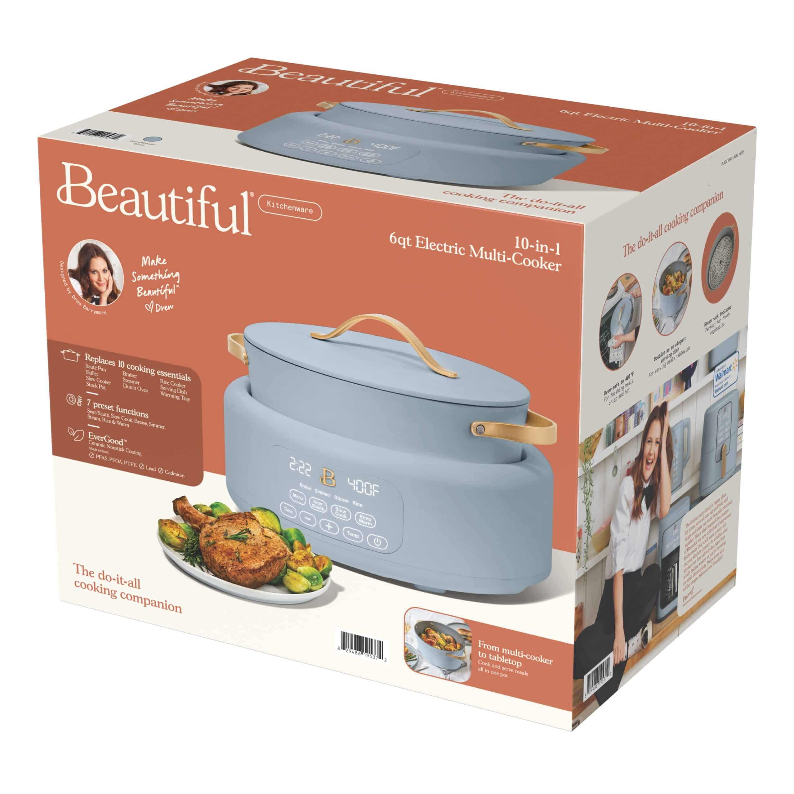 Beautiful 10 in 1 6 Qt Electric Multi-Cooker, Cornflower Blue by Drew Barrymore
