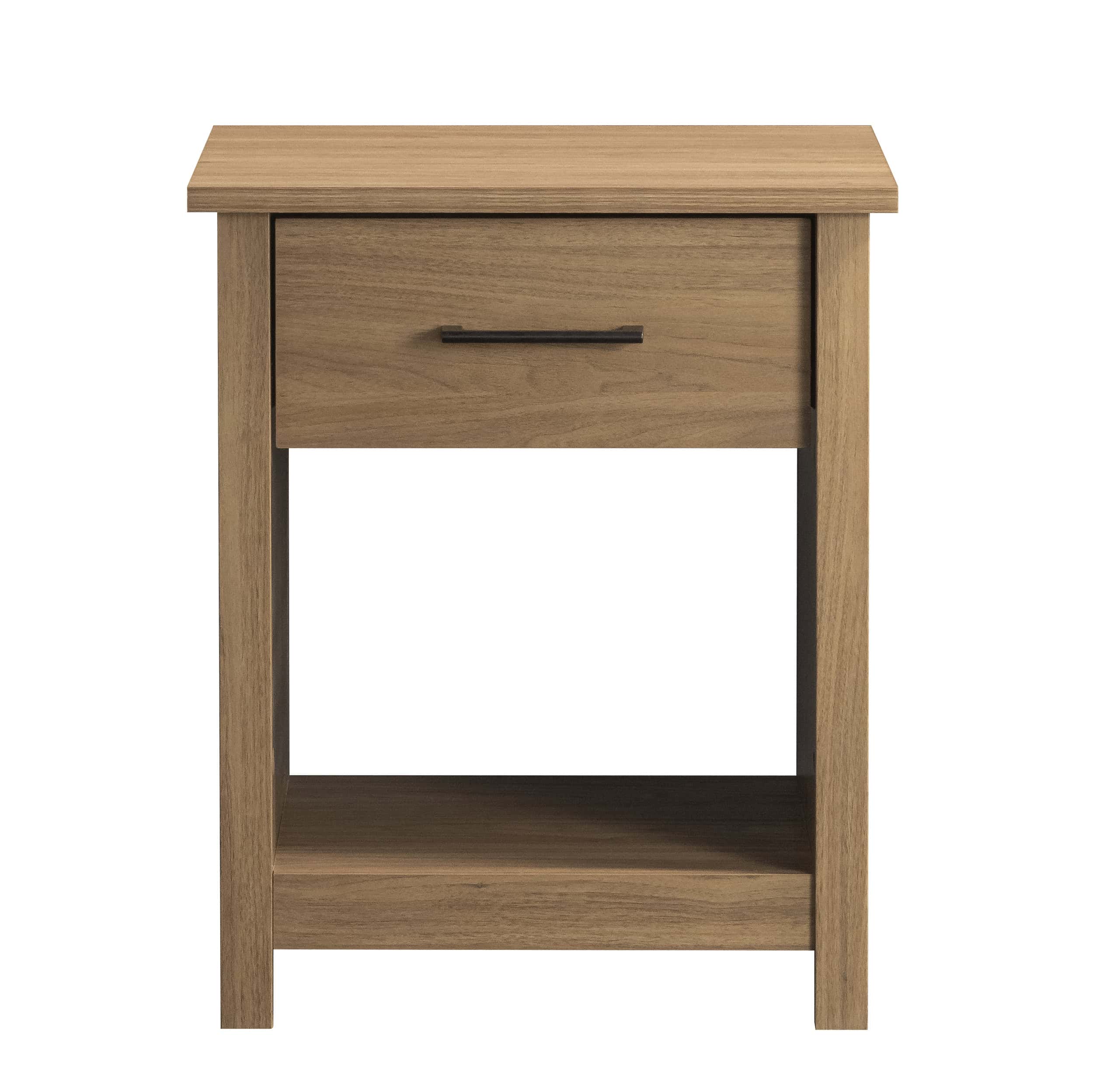 Mainstays Hillside Nightstand with Drawer, Walnut Finish