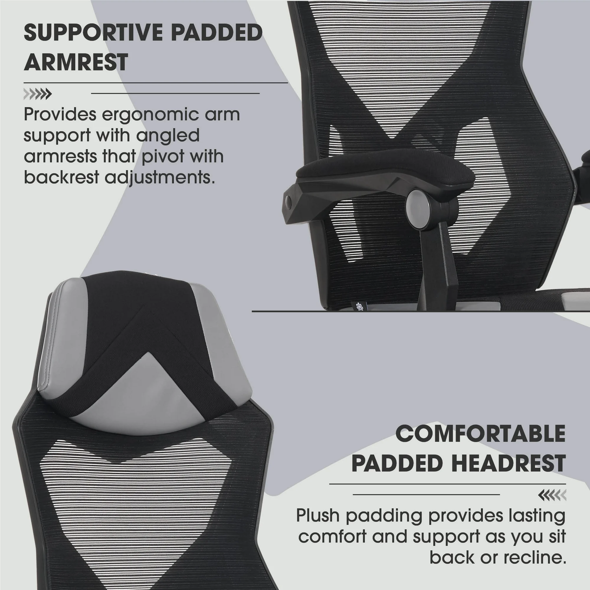 Gamer Gear Gaming Office Chair with Extendable Leg Rest, Gray/Black Fabric Upholstery