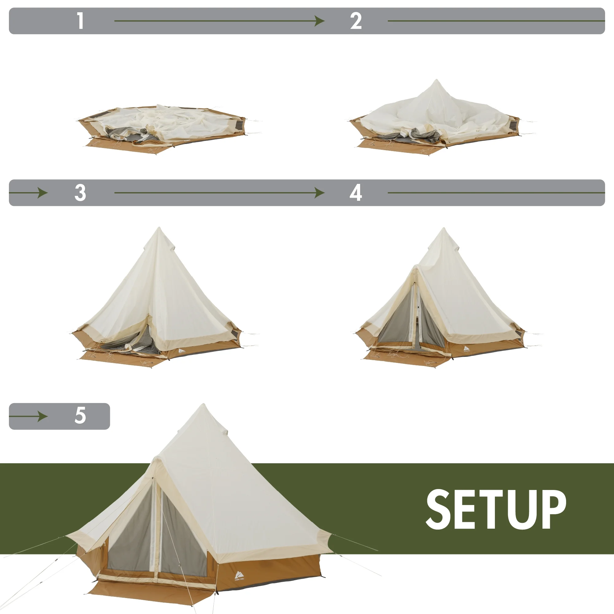 Ozark Trail 15' x 15' 8-Person Glamping Bell Tent with String Lights, 22.57 lbs - Image 10