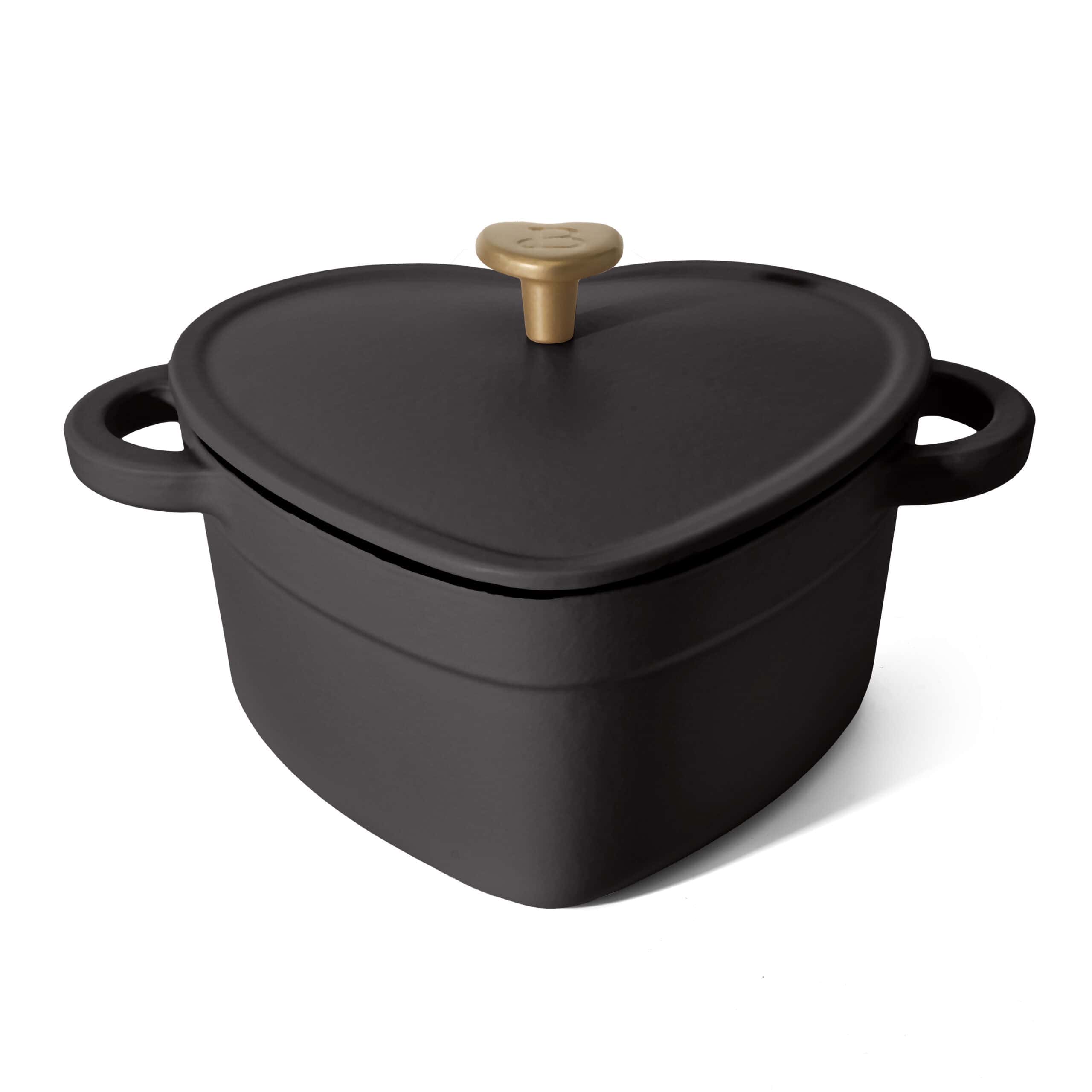 Beautiful 2QT Cast Iron Heart Dutch Oven, Black Sesame by Drew Barrymore