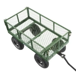 Gorilla Carts 400 lb. Capacity Steel Utility Garden Landscape Cart, 32 inch x 18 inch Steel Mesh Bed, 2 in 1 Convertible Handle