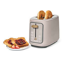 Beautiful 2 Slice Toaster with Touch-Activated Display, Porcini Taupe by Drew Barrymore