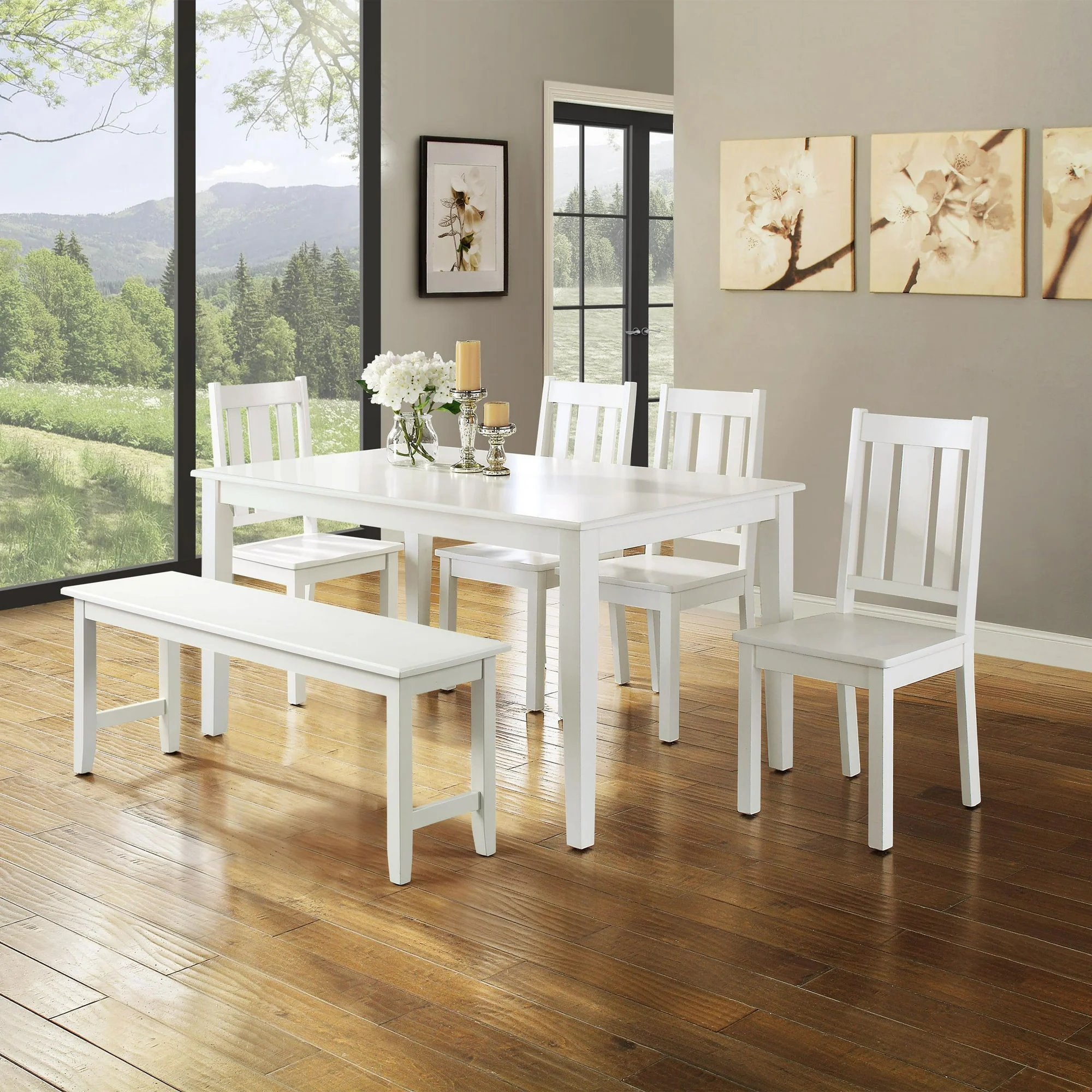 Better Homes & Gardens Bankston Wood Dining Chair, Set of 2, White, Indoor