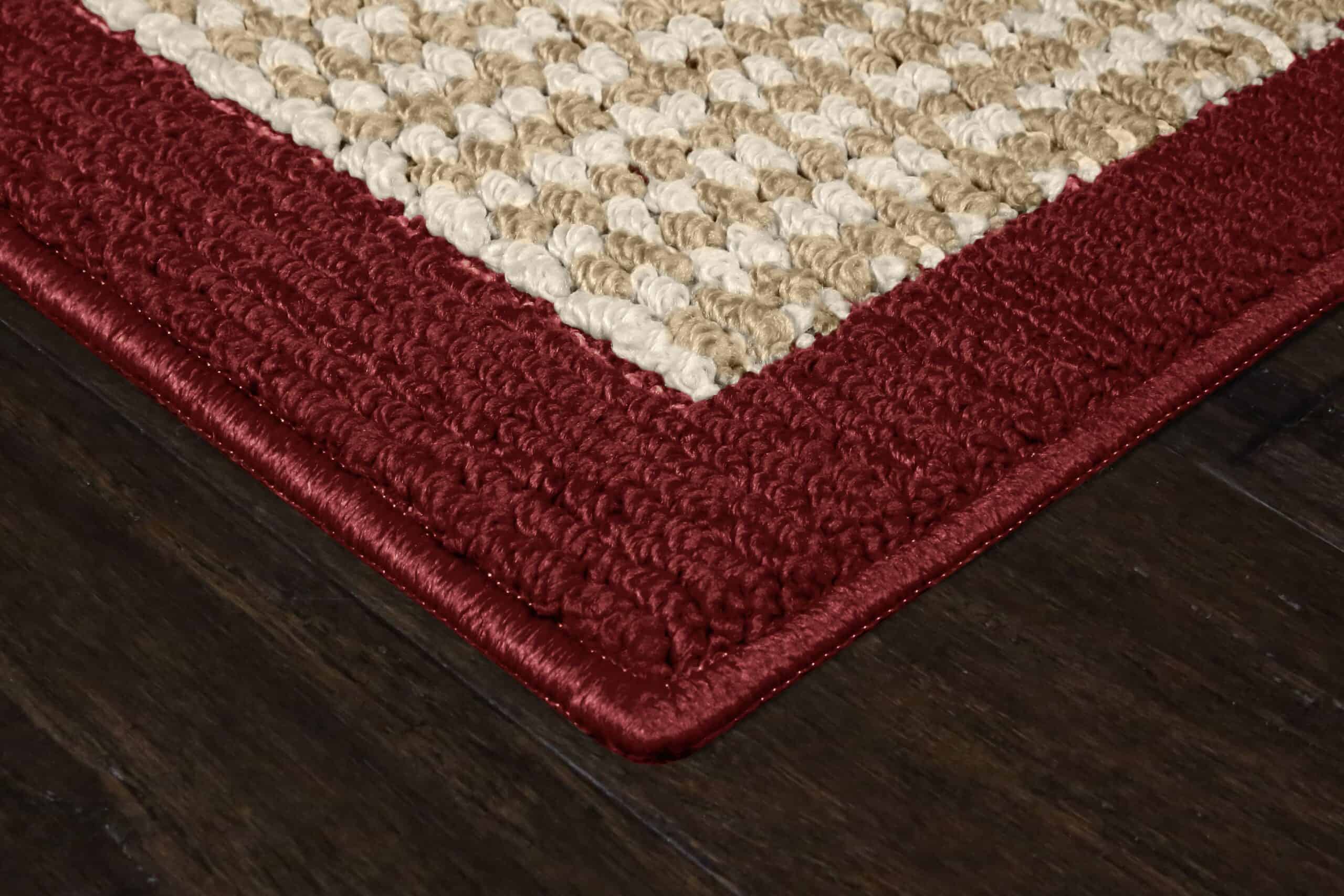 Mainstays Traditional Faux Sisal Olefin Red Border Indoor Living Room Area Rug, 7'6" x 10', Red
