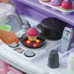 Step2 Little Bakers Pink Toddler Plastic Kitchen Playset with 30 Piece Play Set