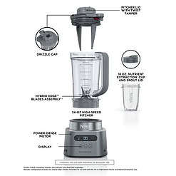 Ninja SS150 Twisti, High-Speed Blender Duo 3 Preset Auto-iQ Programs, 34 oz. Pitcher Capacity