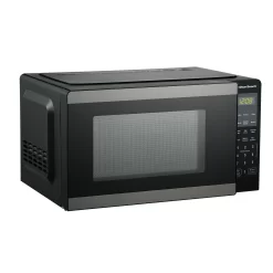 Hamilton Beach 0.9 Cu ft Countertop Microwave Oven, 900 Watts, Black Stainless Steel, New