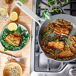 Beautiful All-in-One 4 QT Hero Pan with Steam Insert, 3 Pc Set, White Icing by Drew Barrymore
