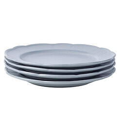 Beautiful Scallop Stoneware Dinnerware 12 Piece Set Cornflower Blue by Drew Barrymore