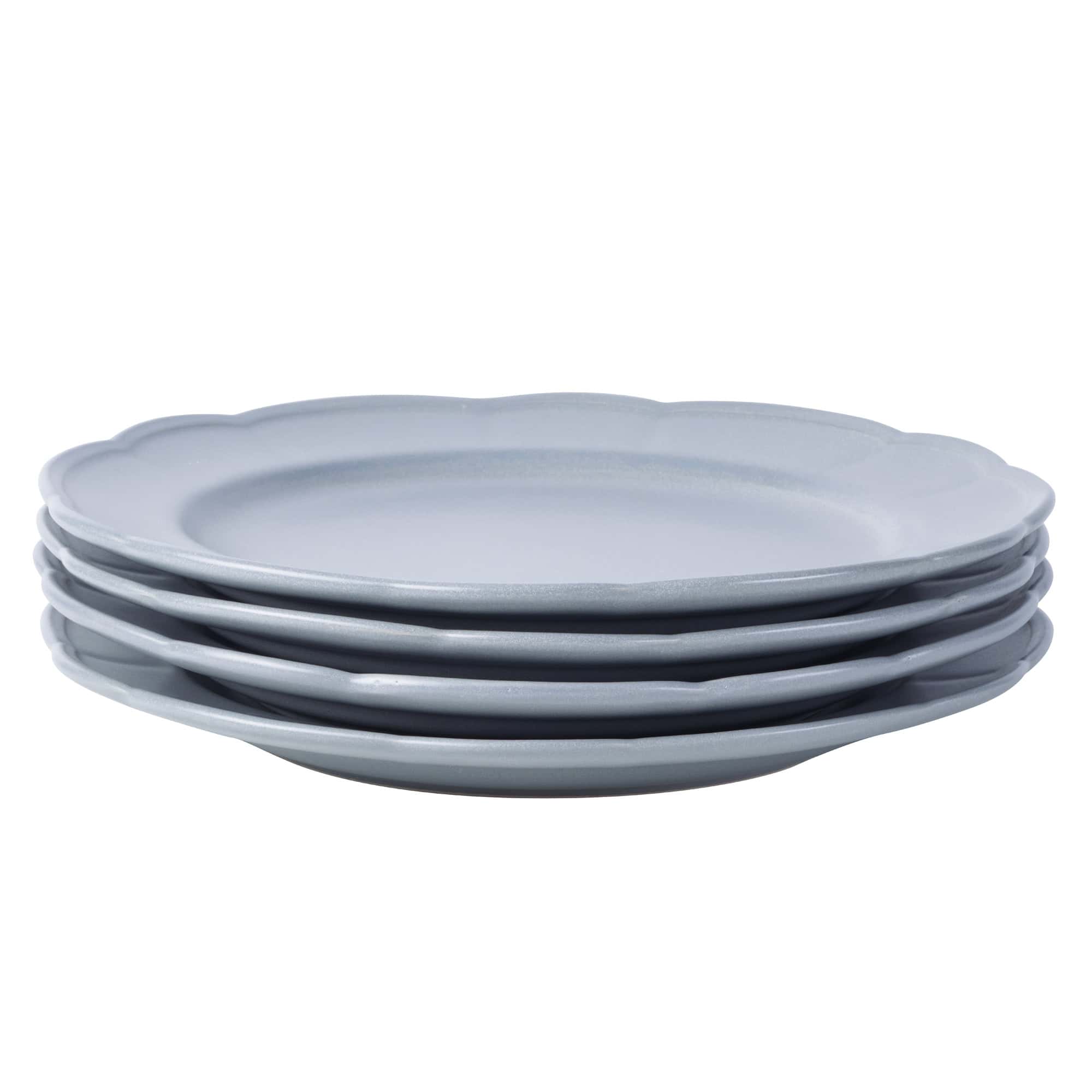 Beautiful Scallop Stoneware Dinnerware 12 Piece Set Cornflower Blue by Drew Barrymore