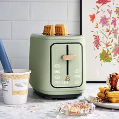 Beautiful 2 Slice Toaster with Touch-Activated Display, Sage Green by Drew Barrymore