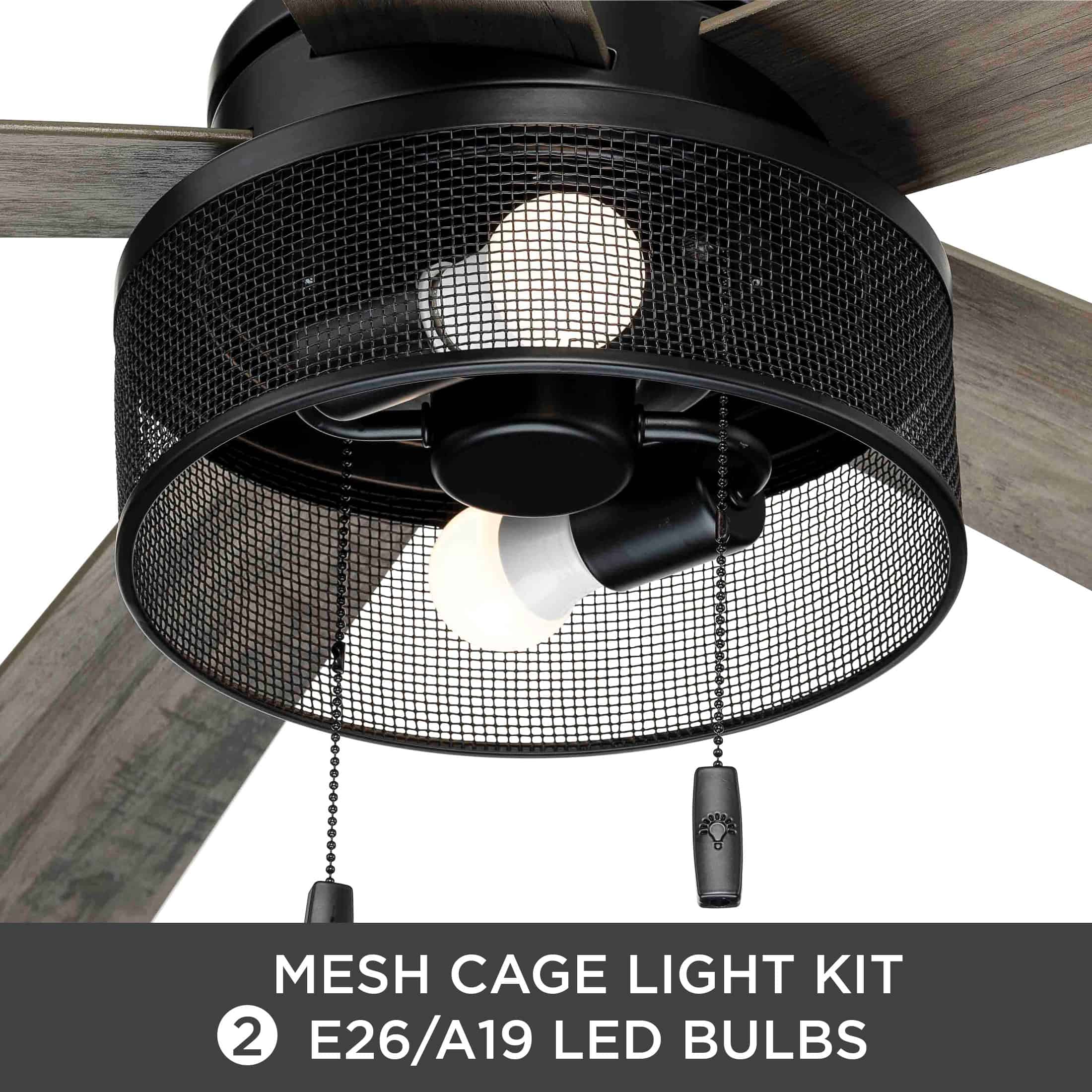 Better Homes & Gardens 52" Black Ceiling Fan, 5 Reversible Blades, LED Light Kit, Reverse Airflow