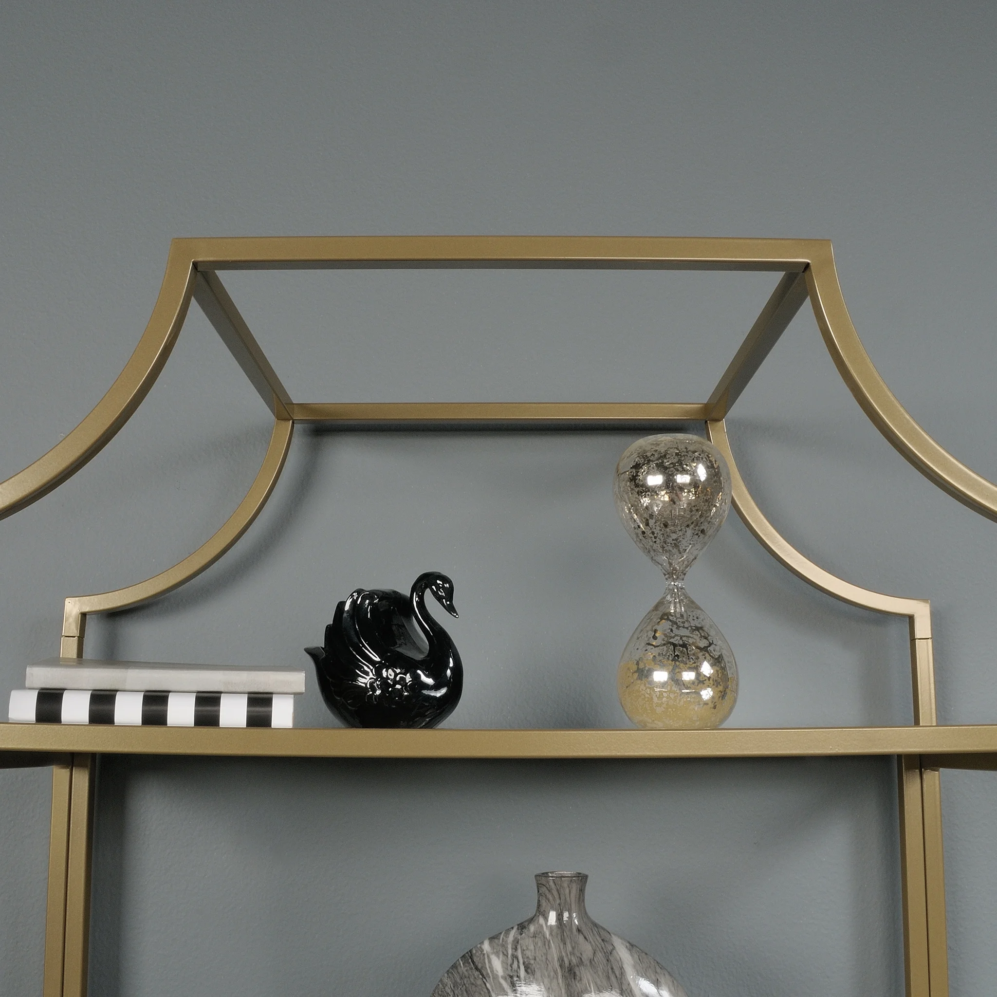 Better Homes & Gardens 71" Nola 5 Shelf Etagere Bookcase, Gold Finish