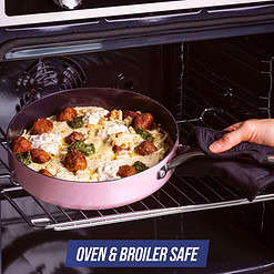 Blue Diamond Toxin-Free Ceramic and Dishwasher Safe 12-Piece Pots and Pans Cookware Set, Pink