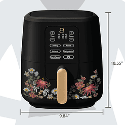 Beautiful 3 Qt Air Fryer with TurboCrisp Technology, Wildflower by Drew Barrymore, Black