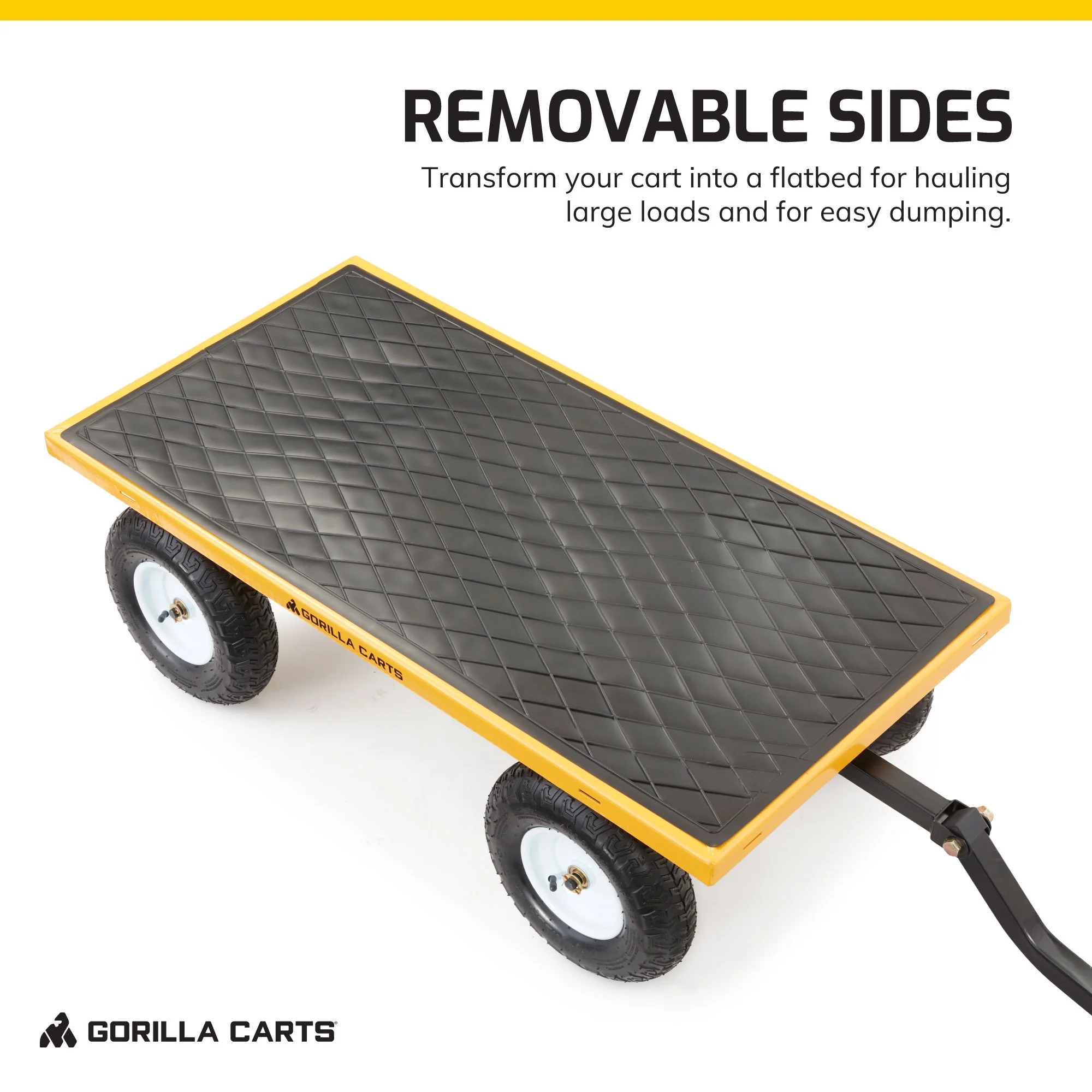 Gorilla Carts GOR1201B 1200-lb. Heavy-Duty Steel Utility Cart, 13" Tires