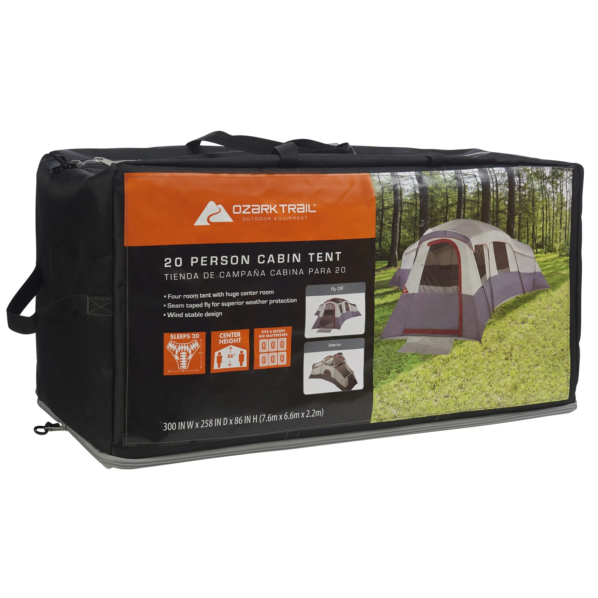 Ozark Trail 20-Person 4-Room Cabin Tent with 3 Separate Entrances for Camping - Image 6