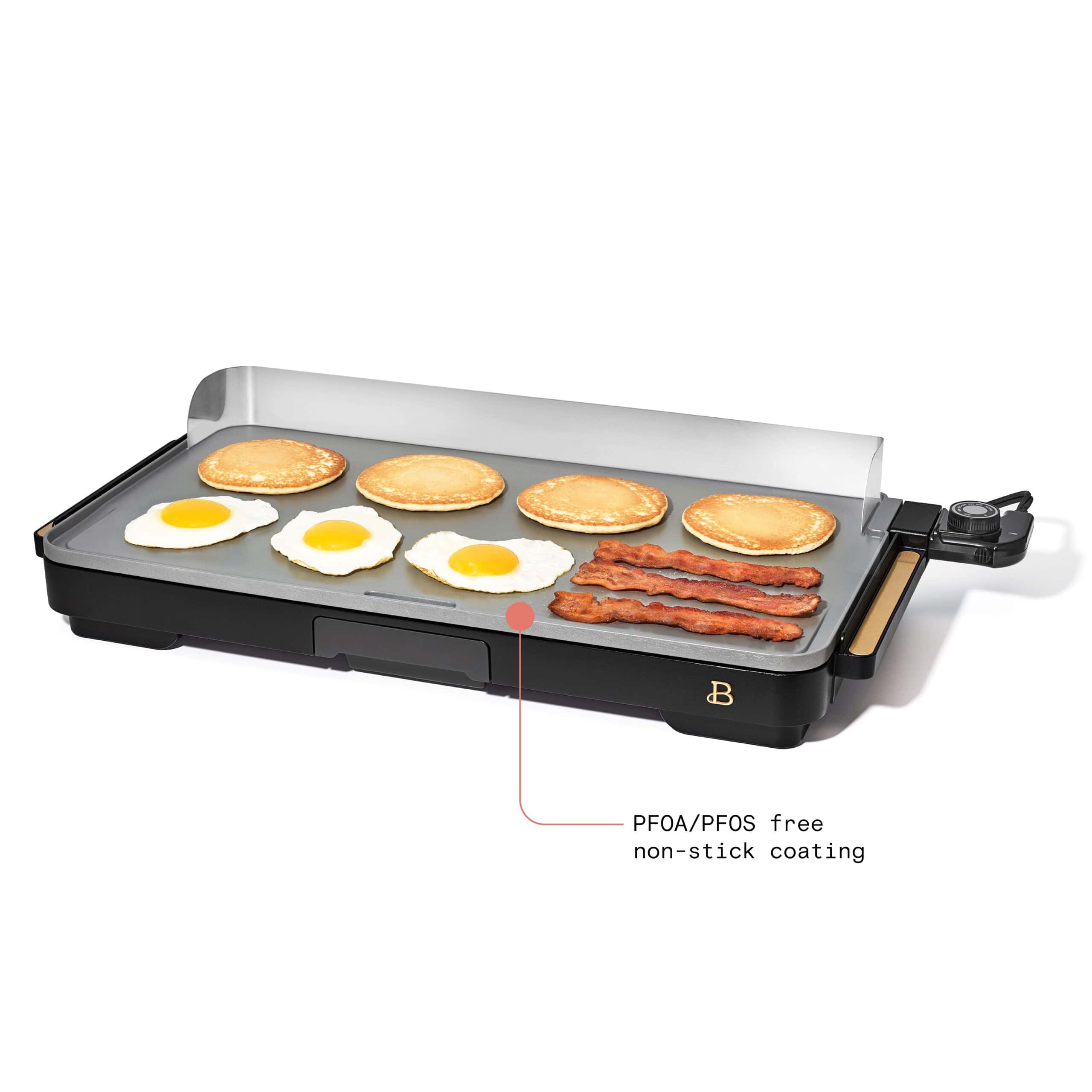 Beautiful XL Electric Griddle 12" x 22"- Non-Stick, Black Sesame by Drew Barrymore