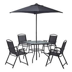 Mainstays Albany Lane 6-Piece Outdoor Patio Dining Set, Black (Umbrella Base Sold Separately)