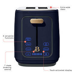 Beautiful 2 Slice Toaster with Touch-Activated Display, Starry Night by Drew Barrymore, Blue