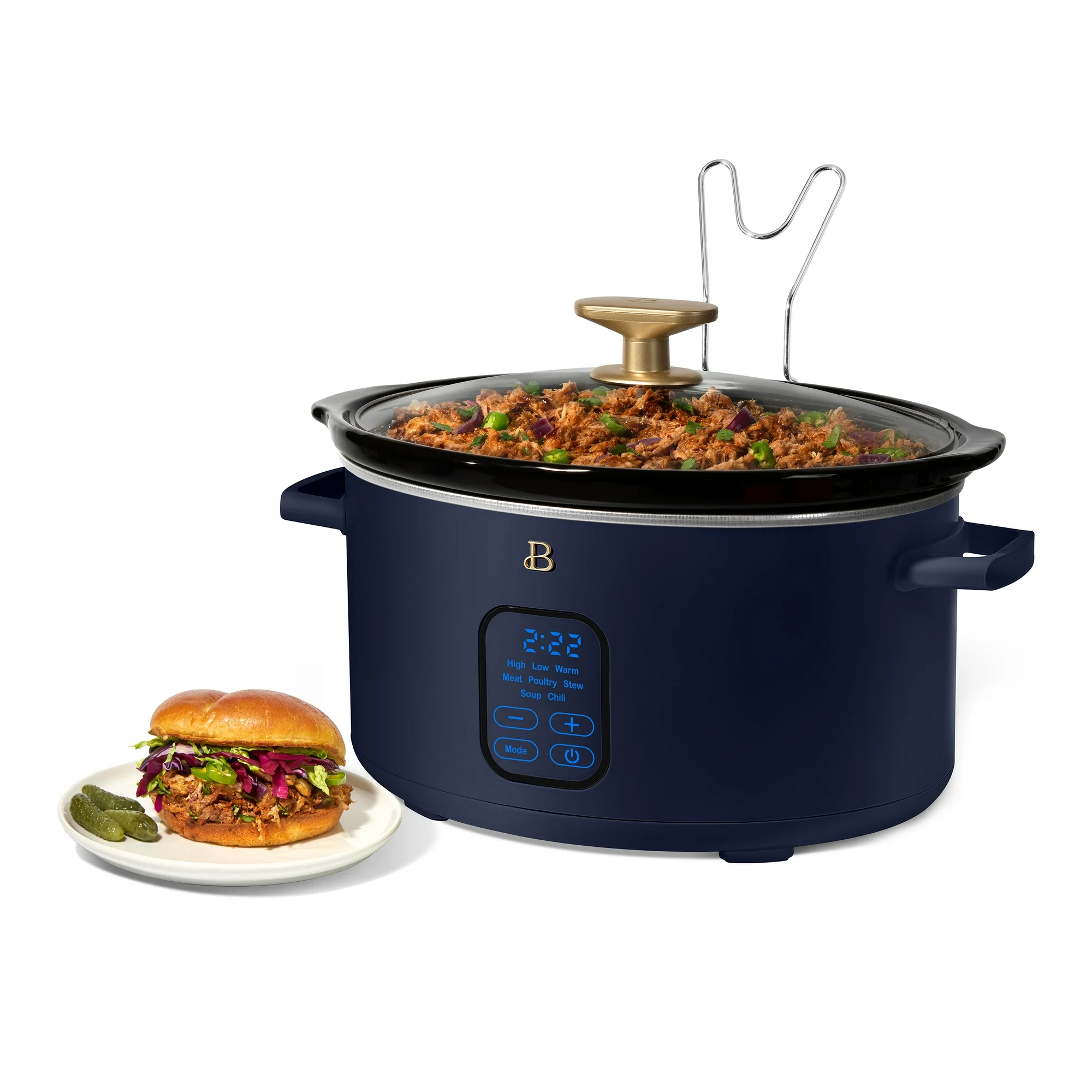 Beautiful 6 Qt Programmable Slow Cooker, Starry Night by Drew Barrymore, Blue