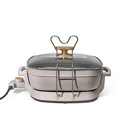 Beautiful 5 in 1 Electric Skillet - Expandable up to 7 Qt with Glass Lid, Porcini Taupe by Drew Barrymore