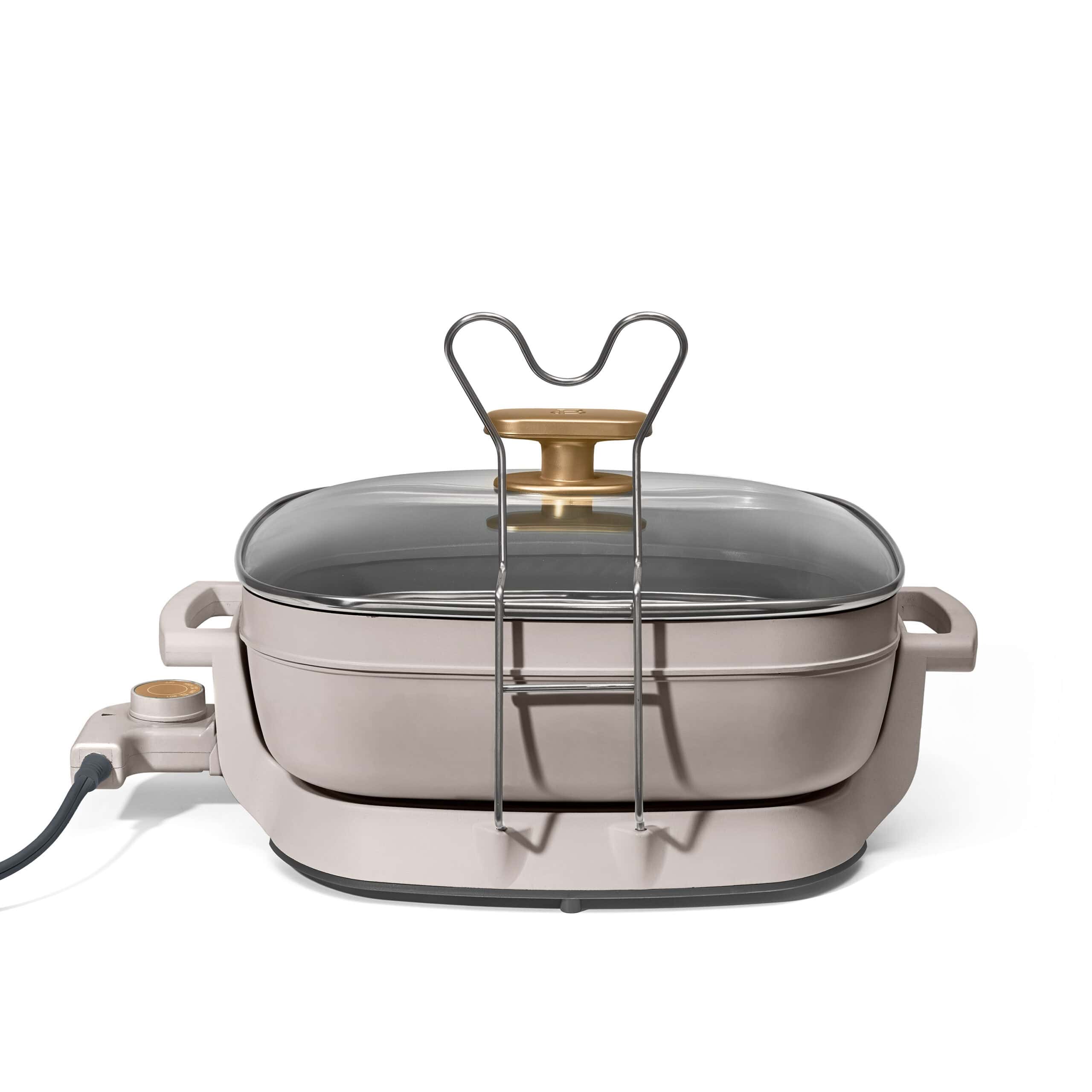 Beautiful 5 in 1 Electric Skillet - Expandable up to 7 Qt with Glass Lid, Porcini Taupe by Drew Barrymore