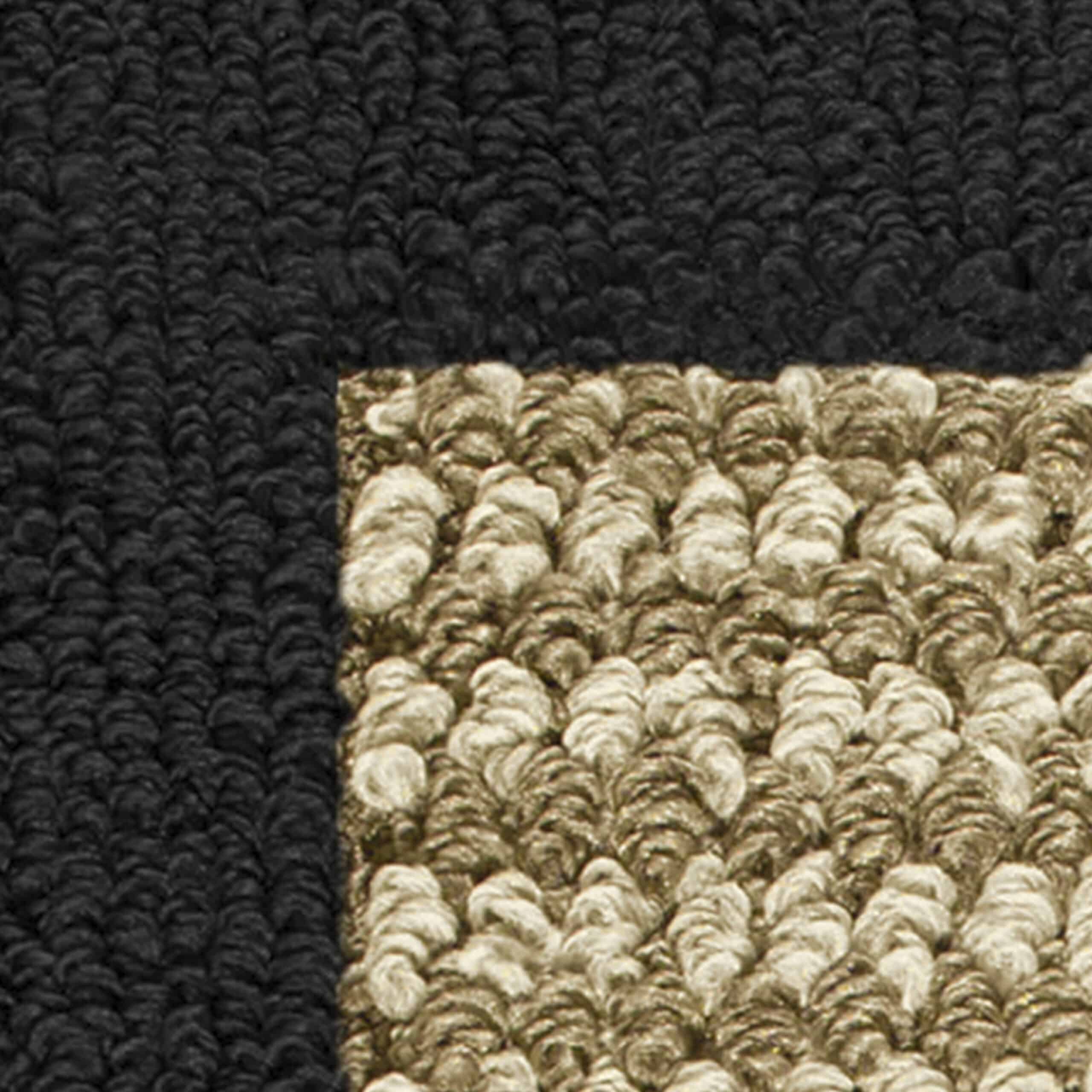 Mainstays Traditional Faux Sisal Olefin Black Border Indoor Living Room Area Rug, 7'6"x10', Black