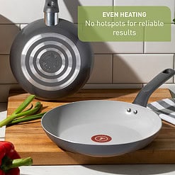 T-fal Easy Care Ceramic Non-Stick, 12 Piece Pots and Pans Cookware Set, Grey
