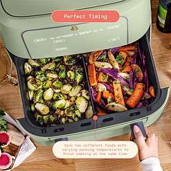 Beautiful 9 QT TriZone Air Fryer, Sage Green by Drew Barrymore