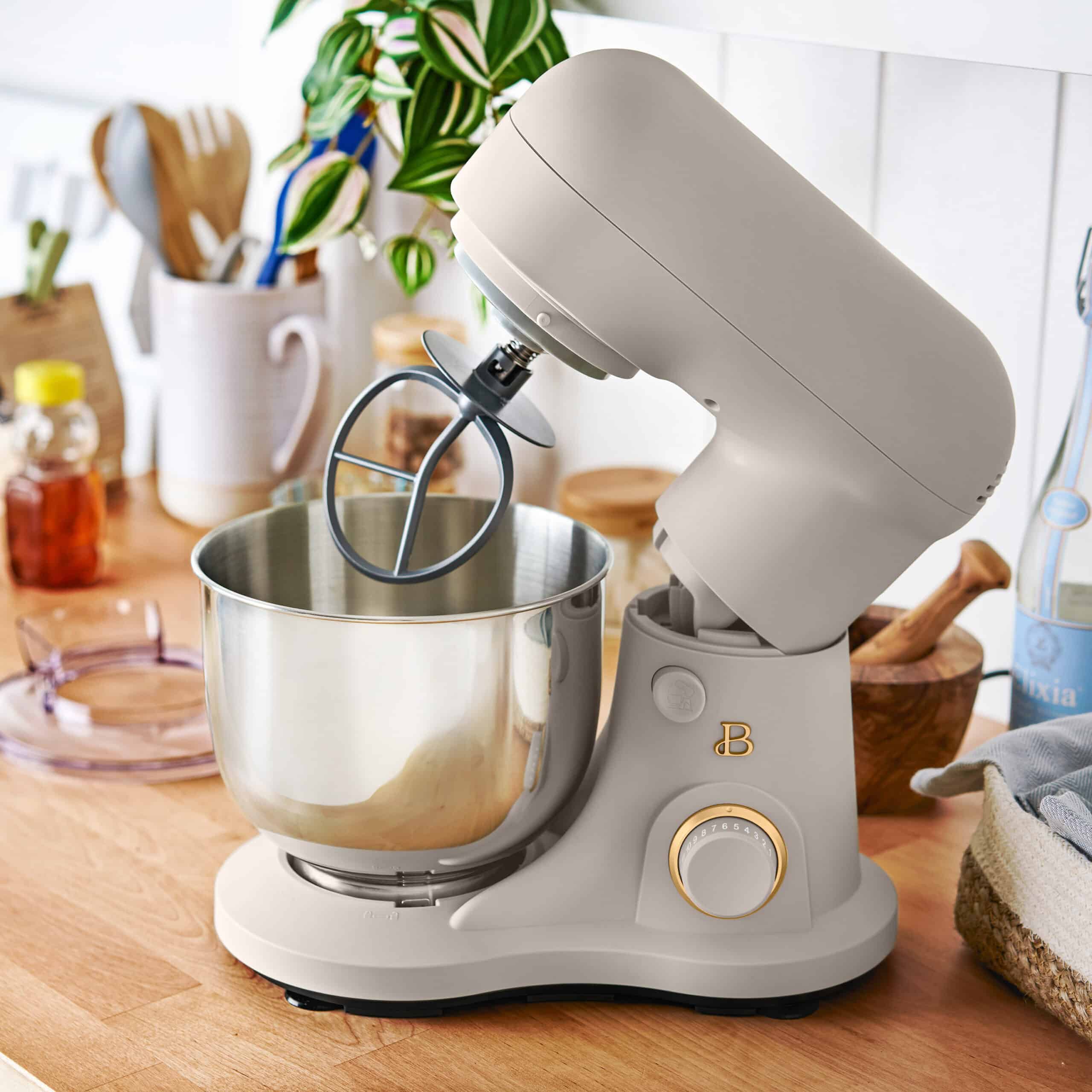 Beautiful 3.5 Qt Stand Mixer, Lightweight & Powerful with Tilt-Head, Porcini Taupe by Drew Barrymore