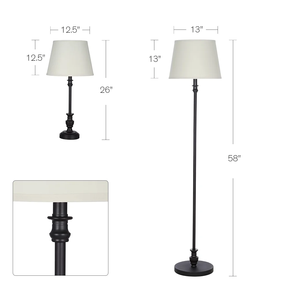 Better Homes & Gardens Traditional 3-Piece Lamp Set, Bronze Finish