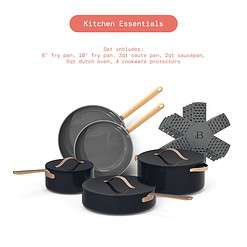 Beautiful 12pc Ceramic Non-Stick Cookware Set, Black Sesame by Drew Barrymore