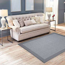 Mainstays Traditional Faux Sisal Olefin Gray Border Indoor Living Room Area Rug, 7'6
