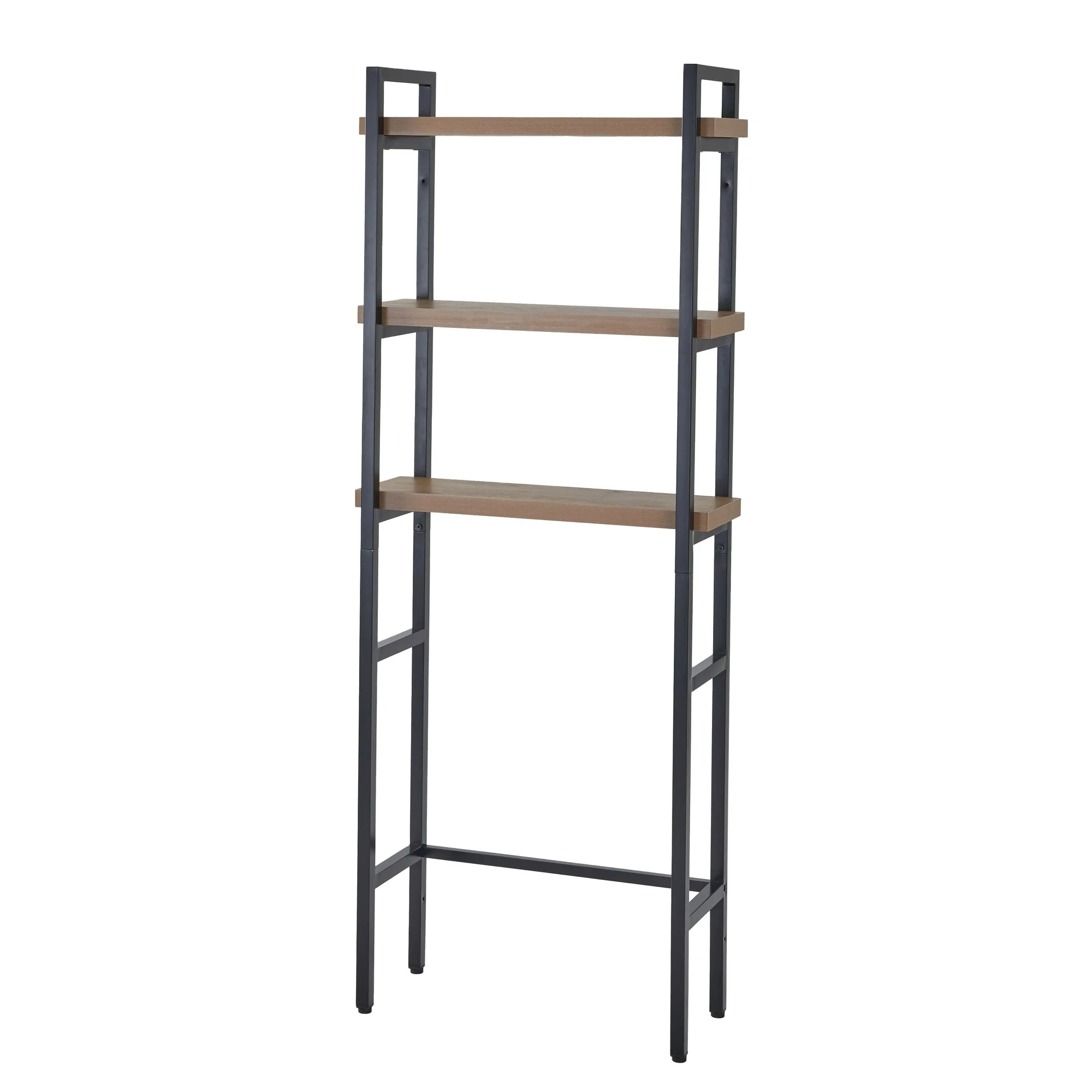 Better Homes & Gardens Jace 3-Shelf Over the Toilet Space Saver, Black and Natural Oak Finish