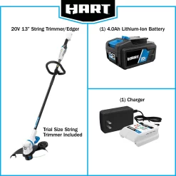 HART 20-Volt 13-inch String Trimmer/Edger (1) 20-Volt 4.0Ah Lithium-Ion Battery