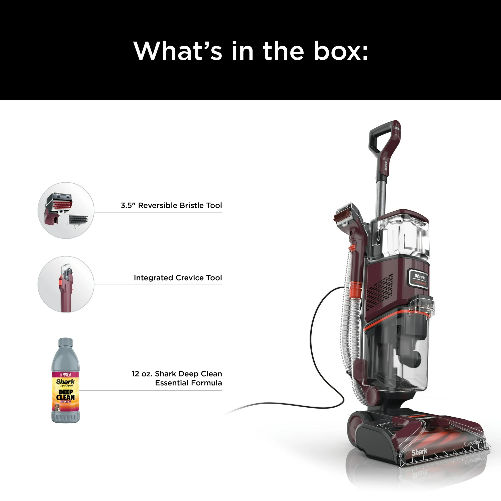 Shark CarpetXpert 10" Pet Upright Deep Carpet Cleaner with Handheld Spot & Stain Eliminator, 12oz Cleanser